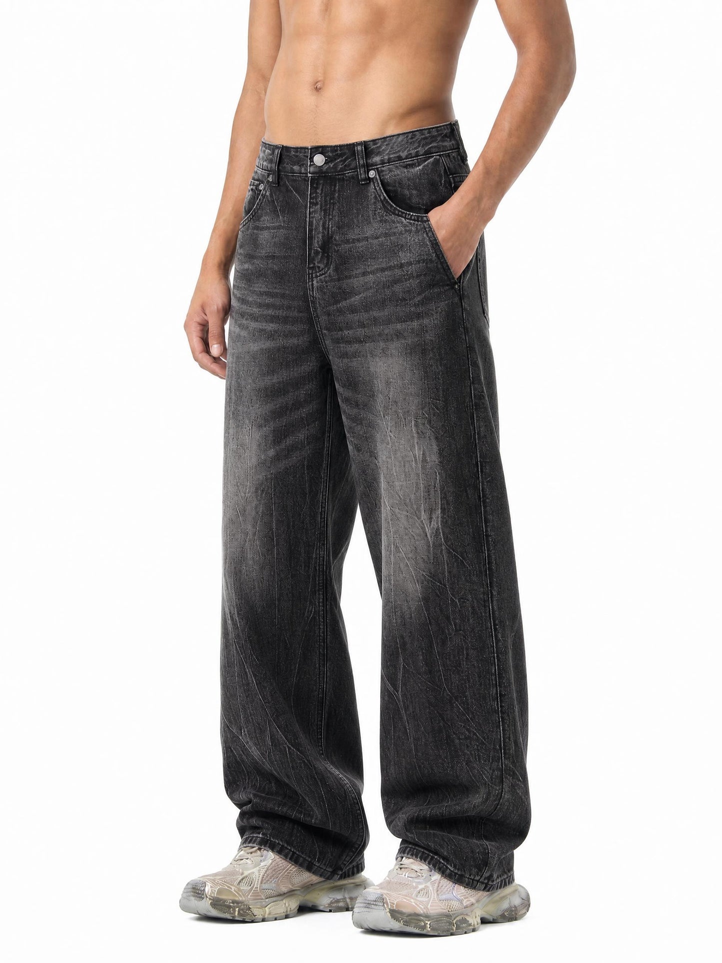 Vintage Wash Wide Leg Jeans