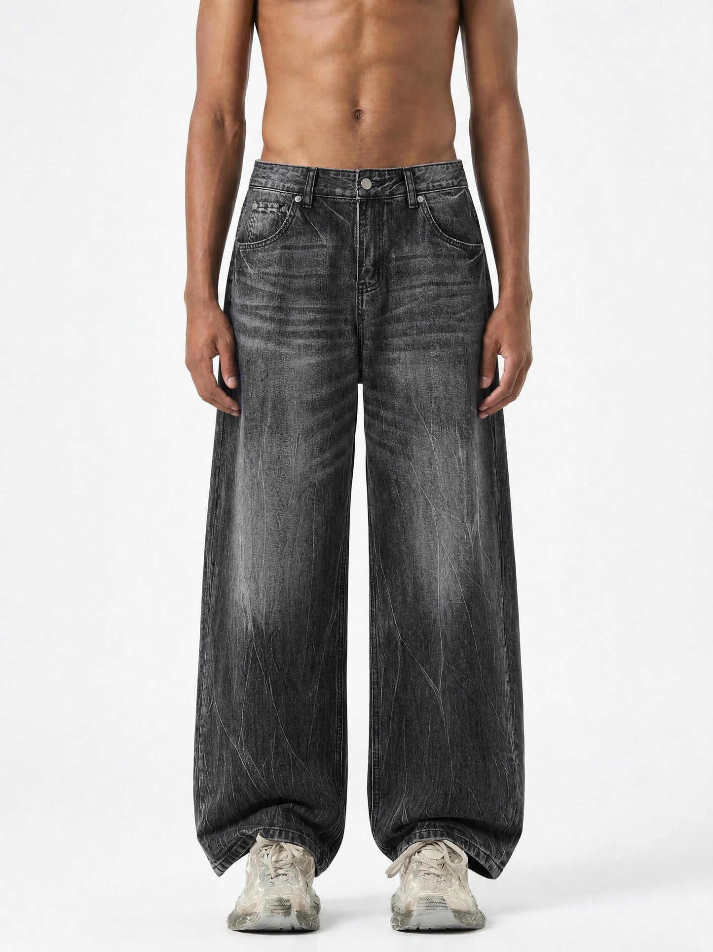 Vintage Wash Wide Leg Jeans